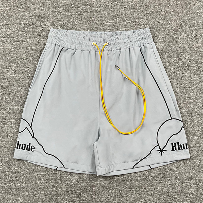 RHUDE Moonlight Pista Cloud Outline Sport Shorts – Black / Gray
