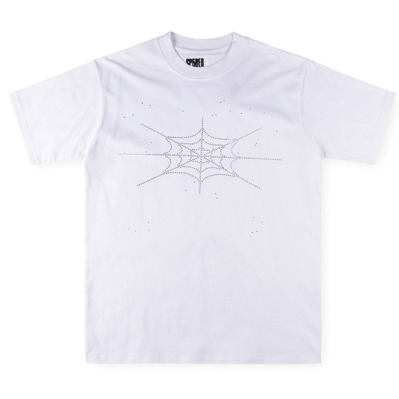 Sp5der Rhinestone Silk Tee – Premium Graphic Streetwear