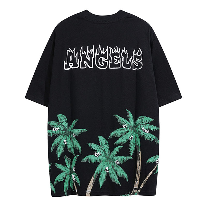 Palm Angels Hawaiian Coconut Tree Skull T-Shirt – 100% Cotton