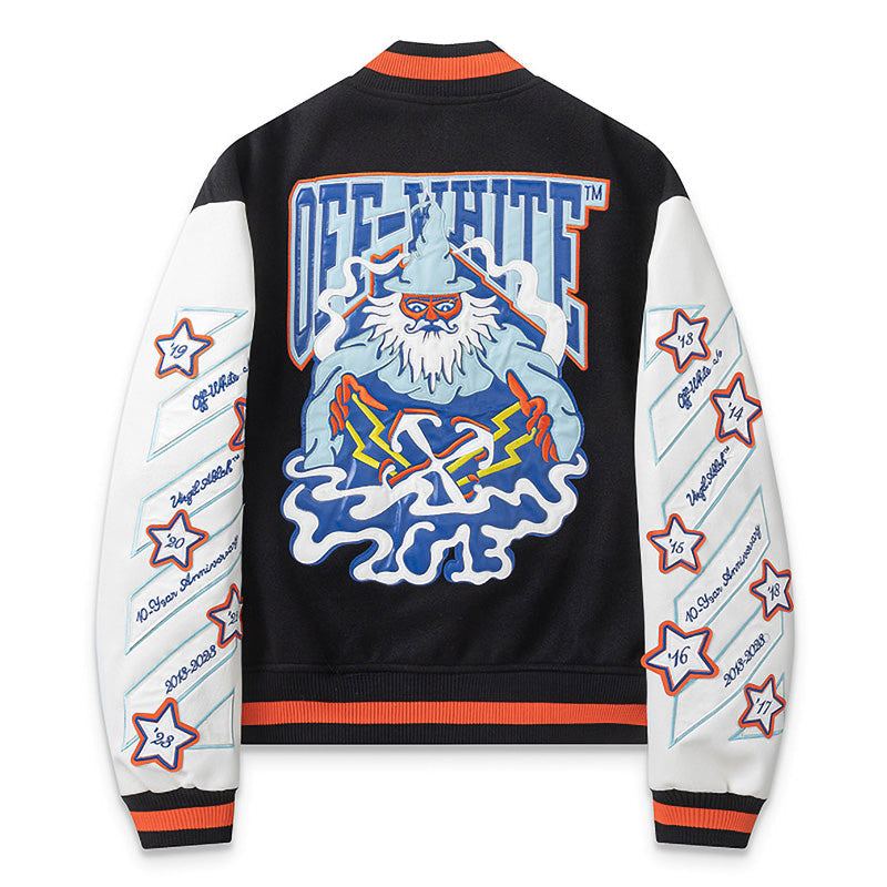 OFF WHITE Multicolour Wool Patchwork Bomber Jacket – Black