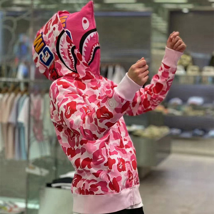 BAPE Big ABC Camo Shark Double-Hood Hoodie & Shorts Set