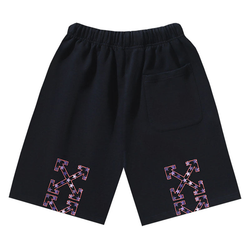 OFF-WHITE "Galaxy Star" Arrow Graphic Cotton Sweatshorts