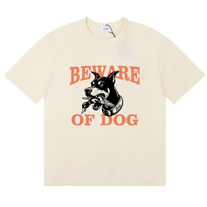 RHUDE Warning Logo Cotton T-Shirt – Apricot / Black / White