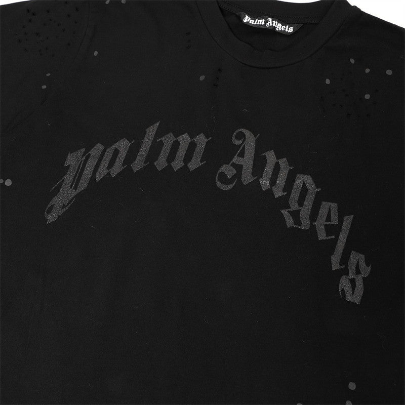 Palm Angels Crystal Arch Logo Distressed T-Shirt