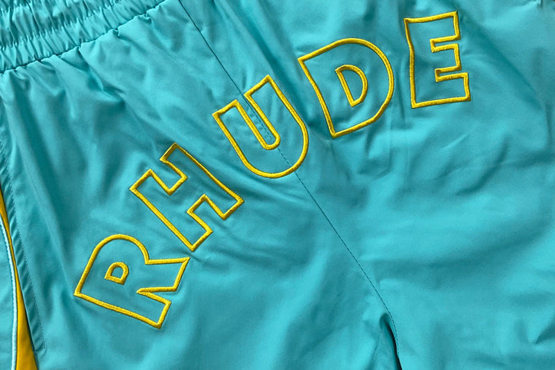RHUDE Court Logo Sport Shorts – Red / Green