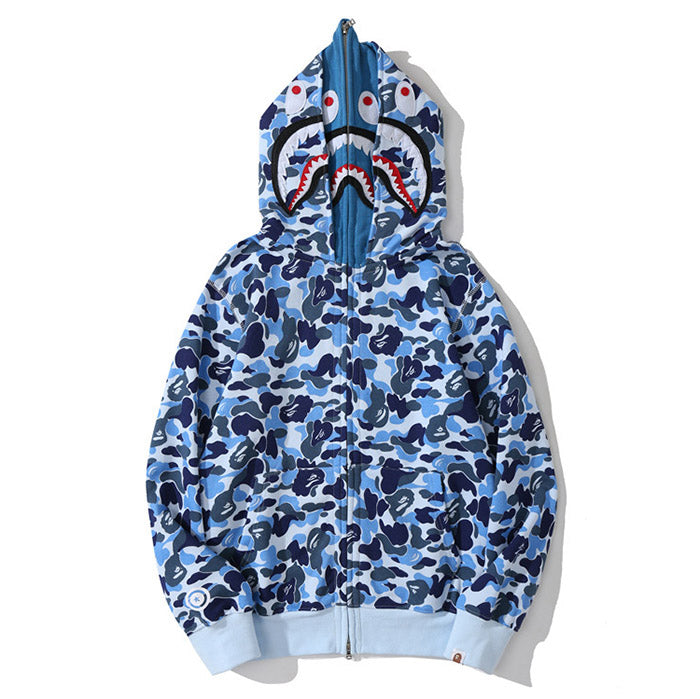 BAPE Big ABC Camo Shark Double-Hood Hoodie & Shorts Set