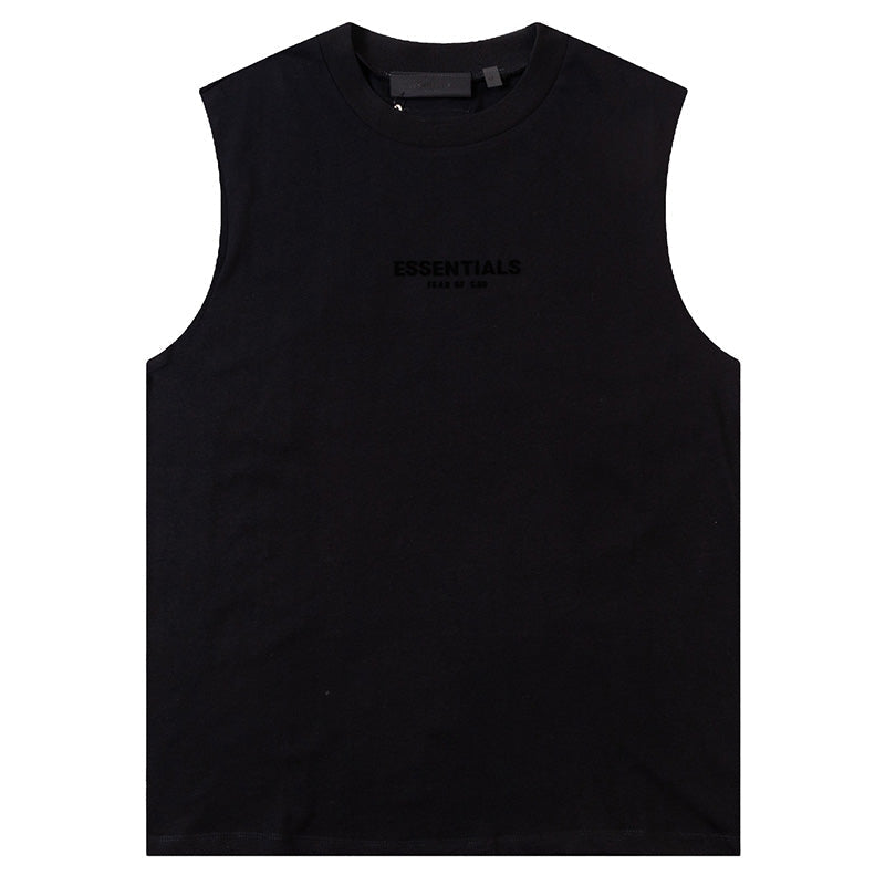 Fear of God Flocked Small Letter Print Sleeveless T-Shirt – Black / Apricot