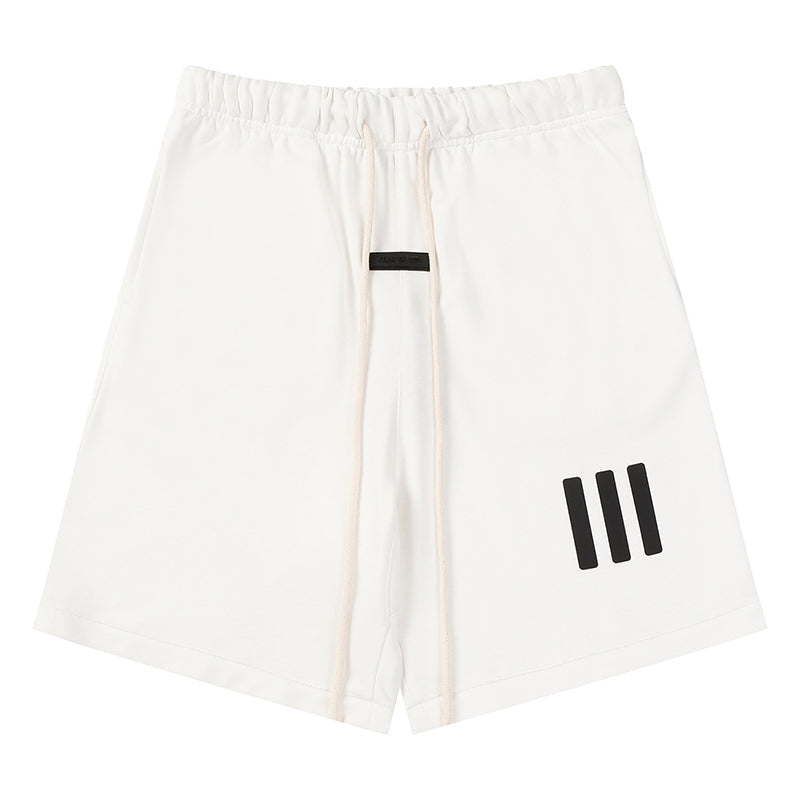 Fear of God Logo Printed Shorts – White / Black / Grey
