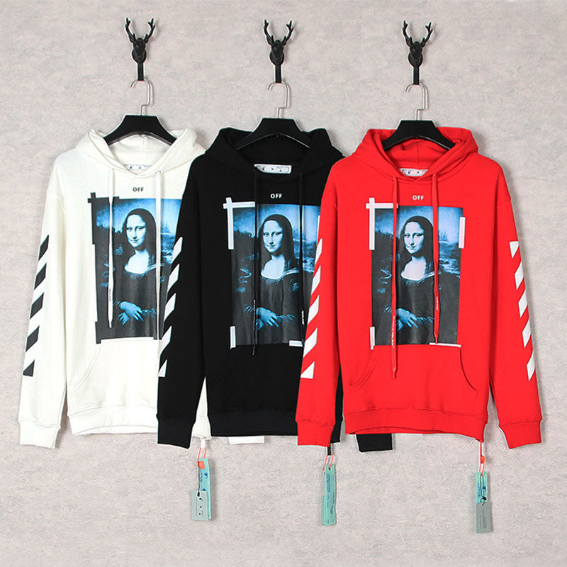 OFF WHITE Mona Lisa Frame Pattern Hoodie – Red, White & Black