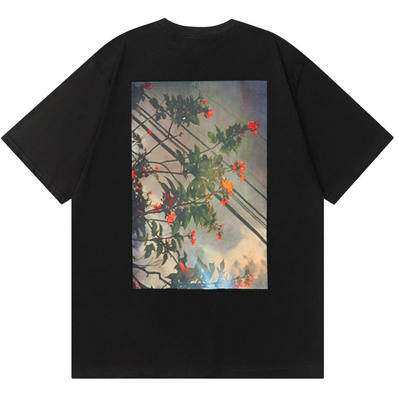 Fear of God Essentials Floral Print Photo T-Shirt – White / Black