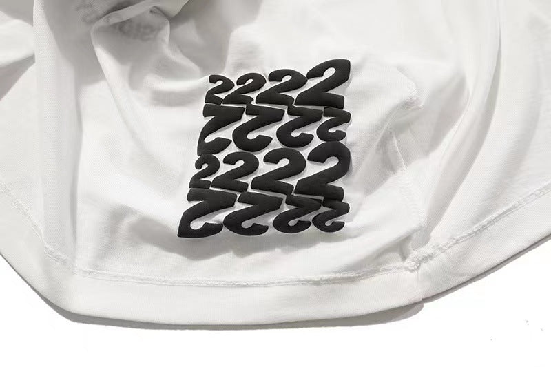 RRR123 Rainbow Snake Foam Letter Print T-Shirt – Apricot / White / Black
