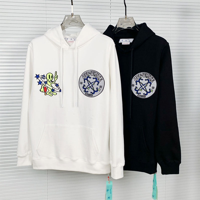 OFF WHITE Alien Arrow Pattern Hoodie – White & Black