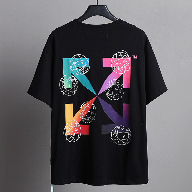 Off-White Cartoon Color Spelling Arrow Pattern T-Shirt