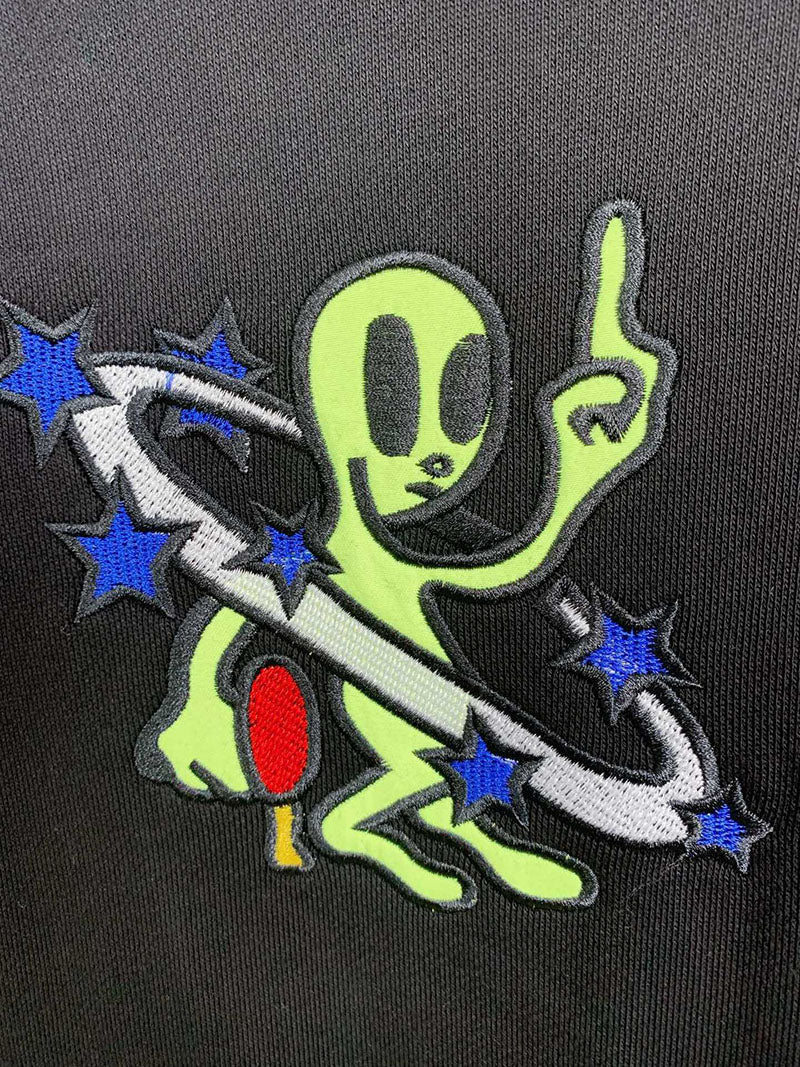 OFF WHITE Star Arrow Embroidered Appliqué Hoodie – Black