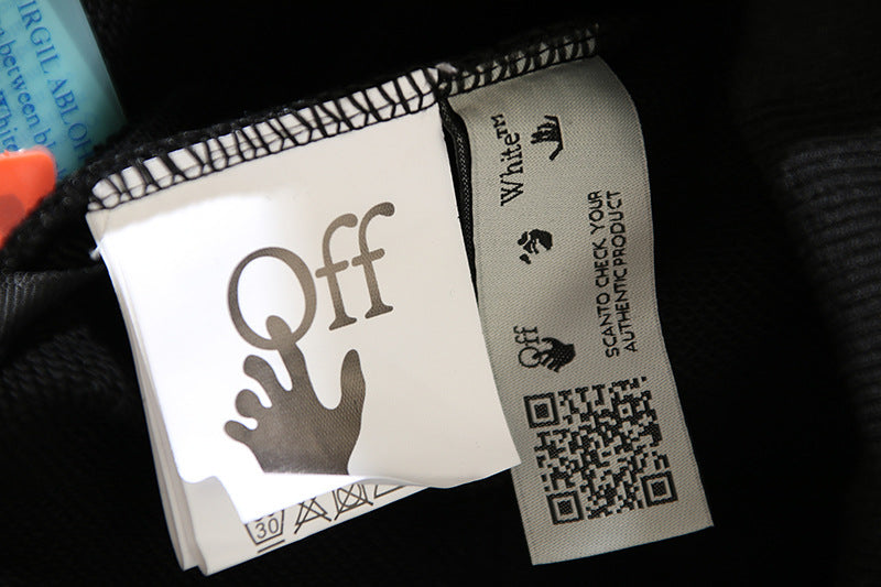 OFF WHITE Caravaggio Taped Graphic Hoodie – White & Black