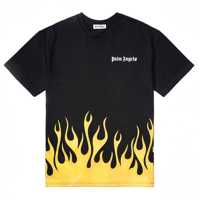 Palm Angels Racing Flames Hem Print Oversized T-Shirt