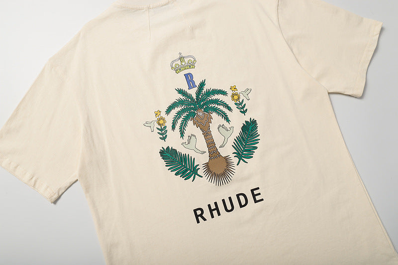RHUDE Logo-Print T-Shirt – White / Black / Apricot
