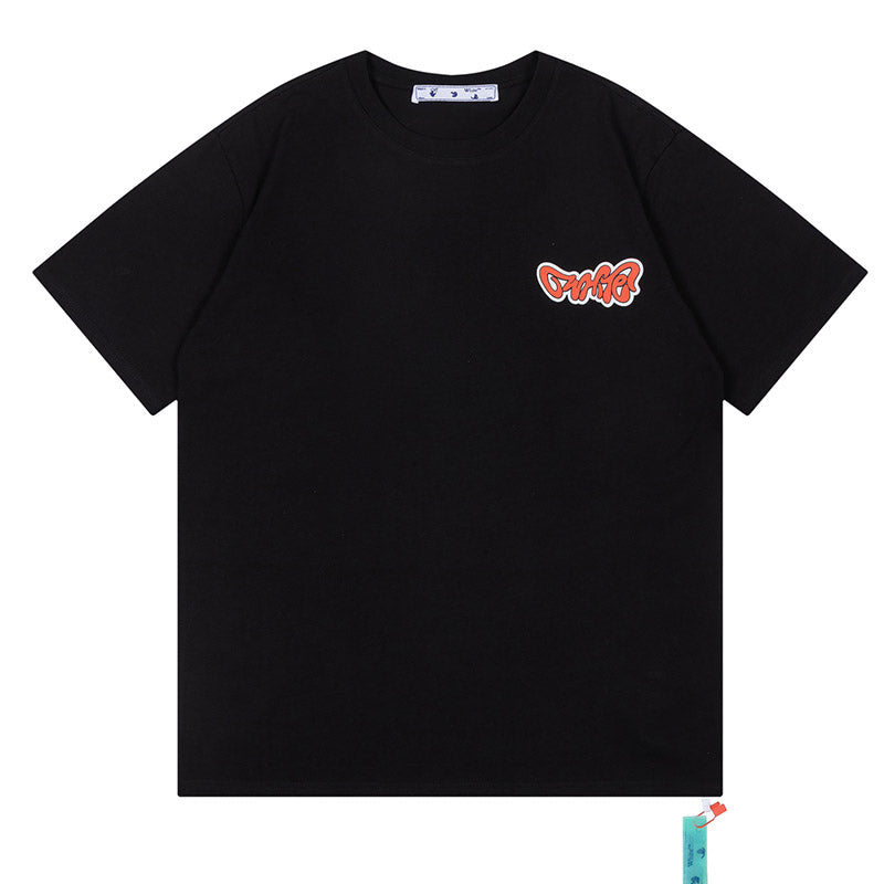 Off-White Creative Cartoon Letter Round Neck T-Shirt
