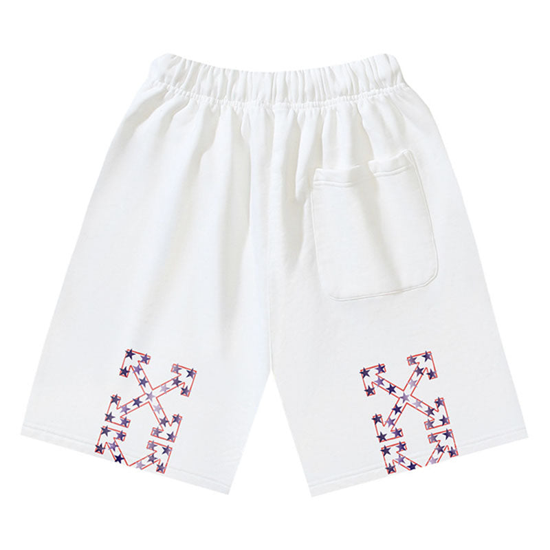 OFF-WHITE "Galaxy Star" Arrow Graphic Cotton Sweatshorts