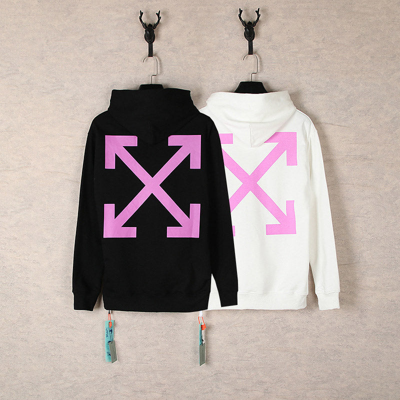 OFF WHITE Caravaggio Pink Taped Diptych Hoodie – White & Black