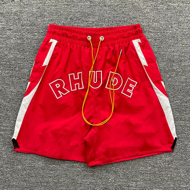RHUDE Court Logo Sport Shorts – Red / Green
