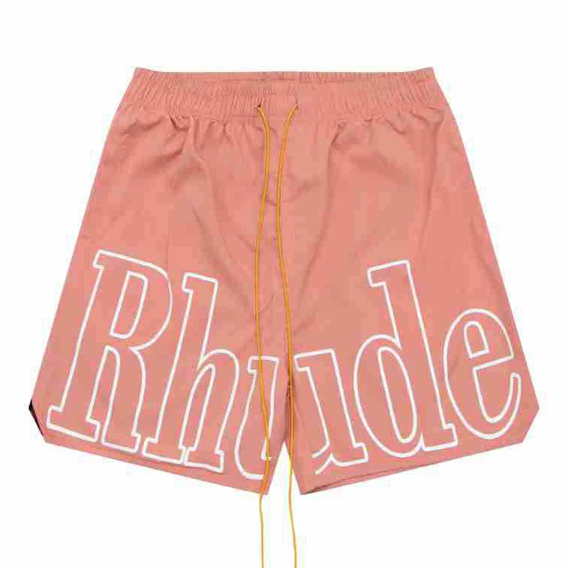 RHUDE 3M Reflective Letters Mesh Drawstring Shorts – Gray Blue / Pink