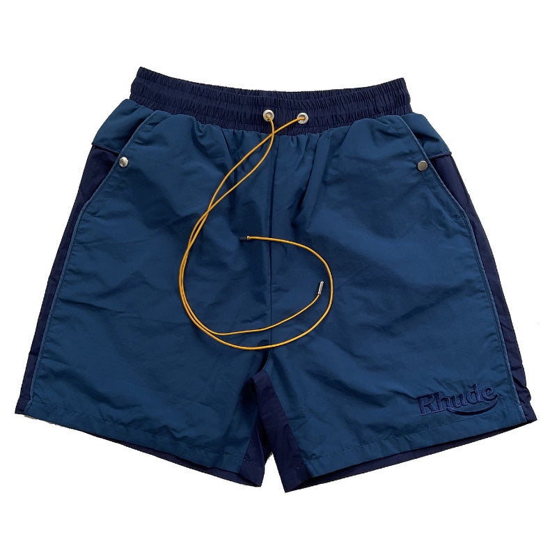 RHUDE Colorblock Embroidered Letters Shorts