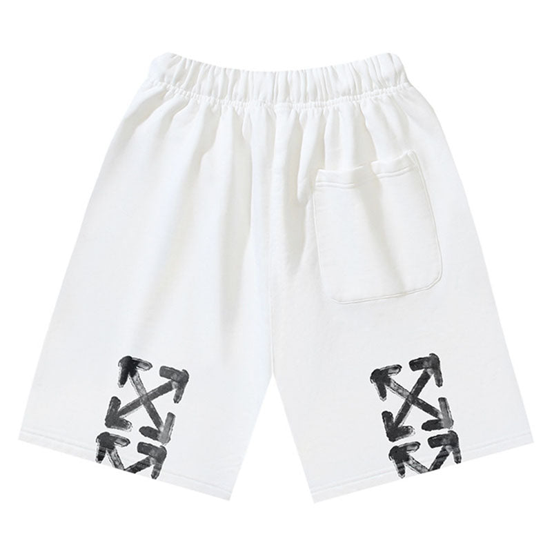OFF-WHITE "Brushstroke Arrow" Hand-Painted Cotton Sweatshorts
