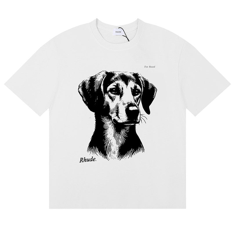 RHUDE Fox Hound Tee – White / Black / Apricot