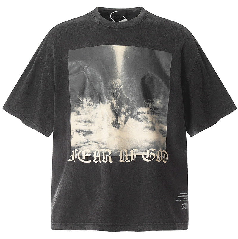Fear of God Washed Distressed Oversized T-Shirt – Black