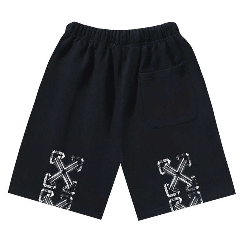 OFF-WHITE "Chain Link Arrow" Metal Texture Cotton Sweatshorts