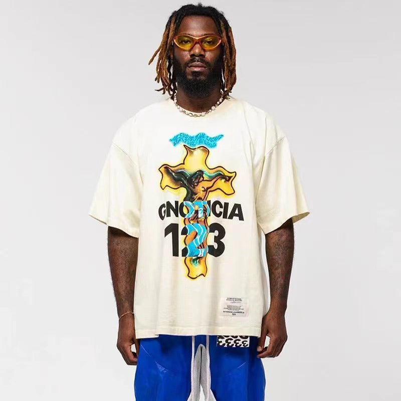 Fear of God x RRR123 Dissolving Cross Letter Print T-Shirt – Apricot