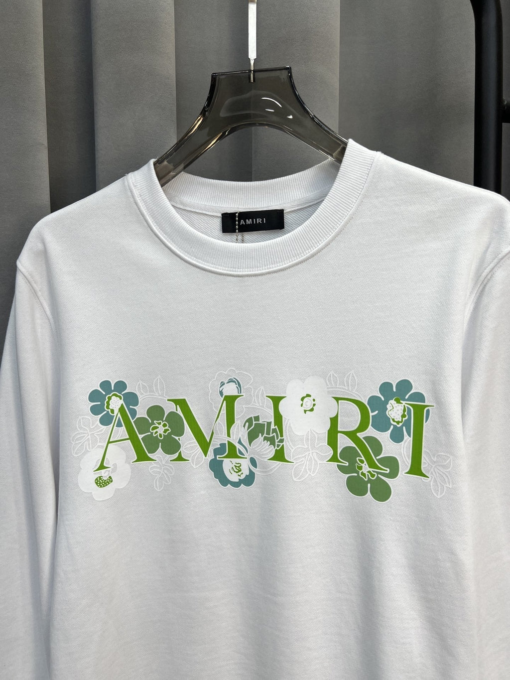 AMIRI Floral & Letter Logo Print Crewneck Sweatshirt