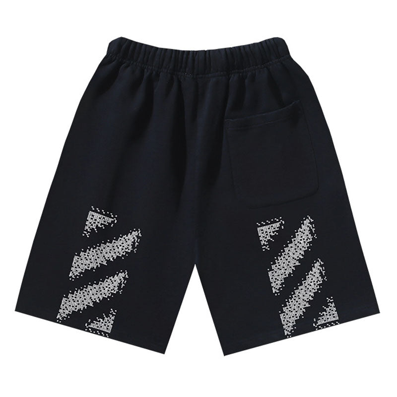 OFF-WHITE "Pixel Arrow" Digital Dot Cotton Sweatshorts