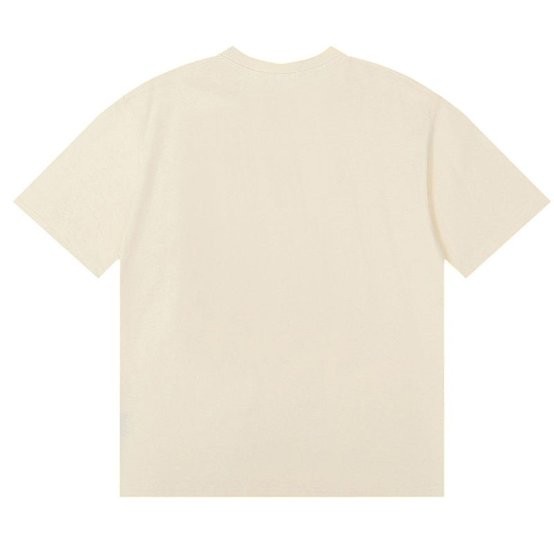 RHUDE Warning Logo Cotton T-Shirt – Apricot / Black / White