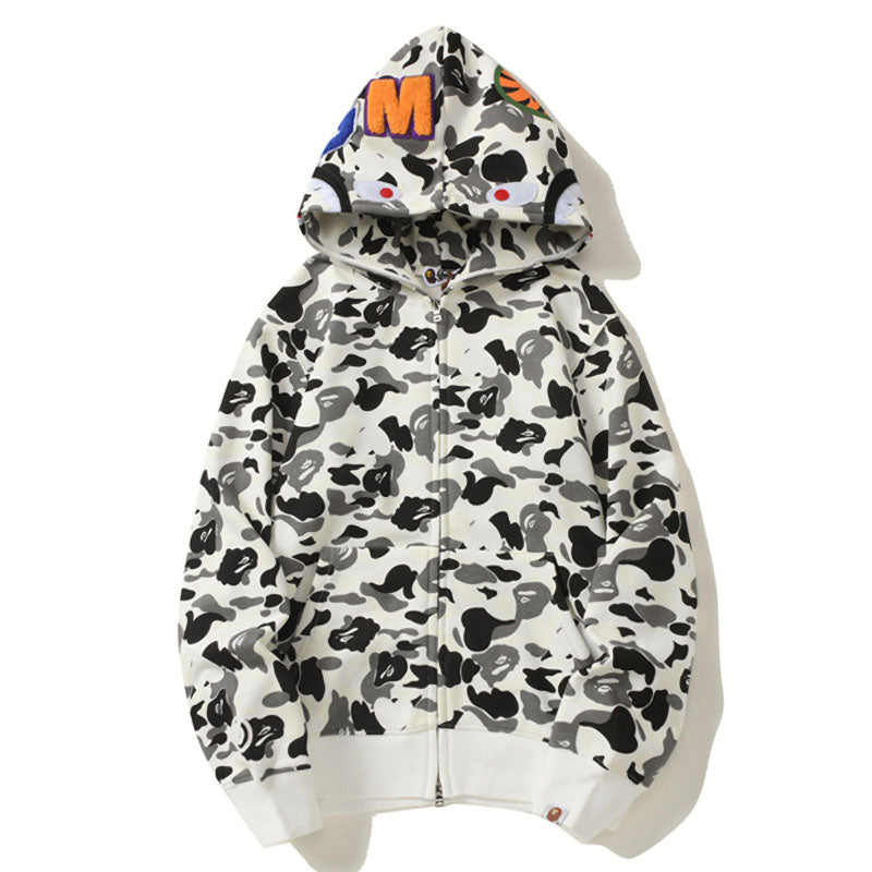 BAPE White Camo Shark Full-Zip Hoodie