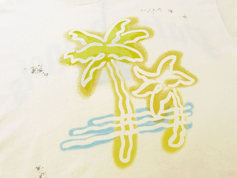 Palm Angels Neon Palm Tree Spray Paint Distressed T-Shirt & Shorts Set
