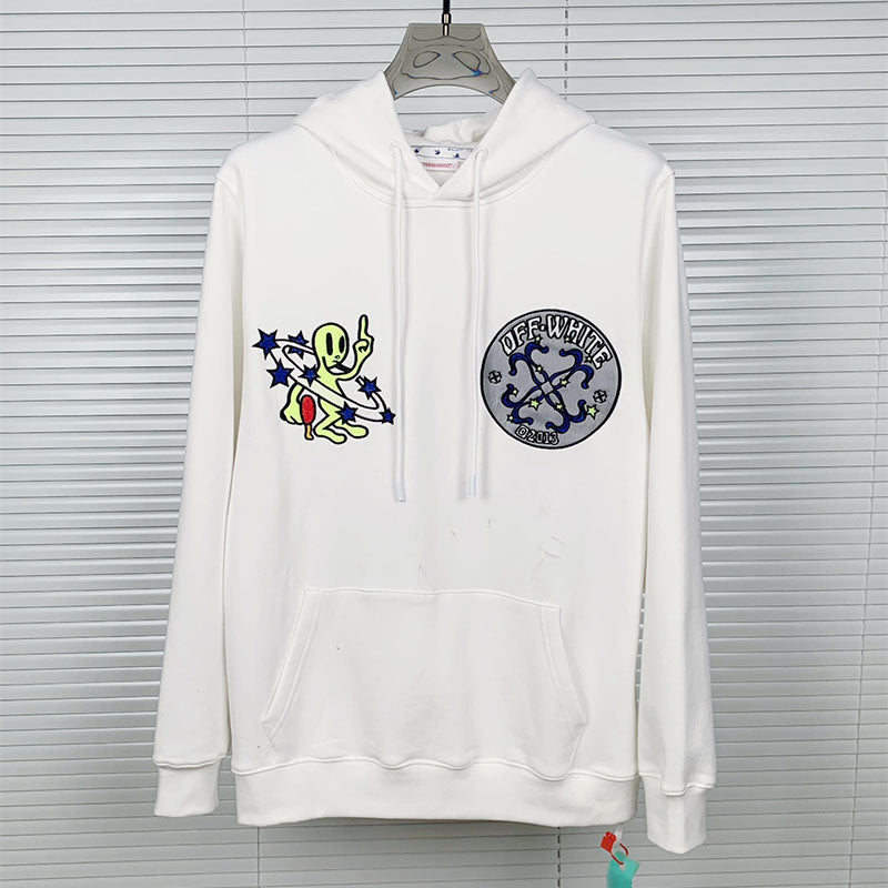 OFF WHITE Alien Arrow Pattern Hoodie – White & Black