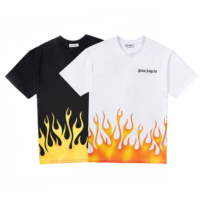 Palm Angels Racing Flames Hem Print Oversized T-Shirt