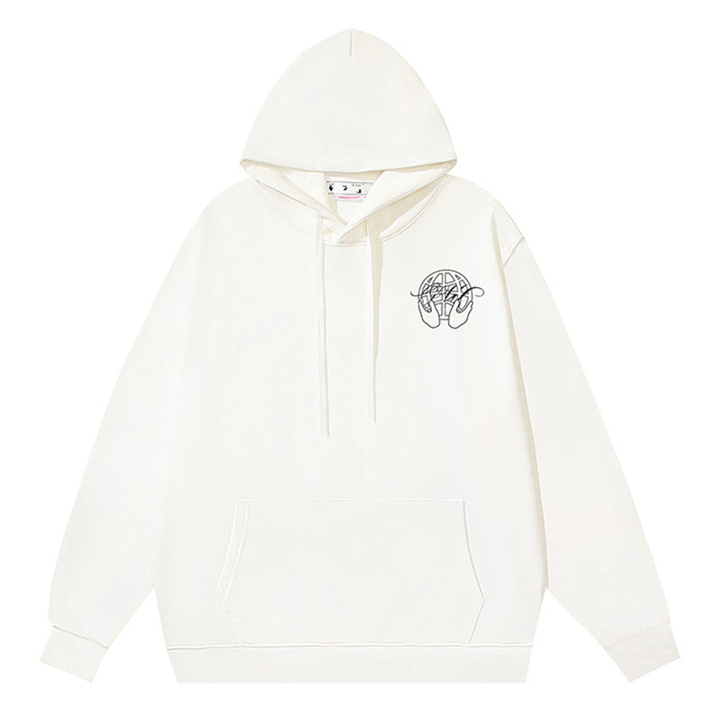 OFF WHITE Hand Arrow Boxy Hoodie – White & Black