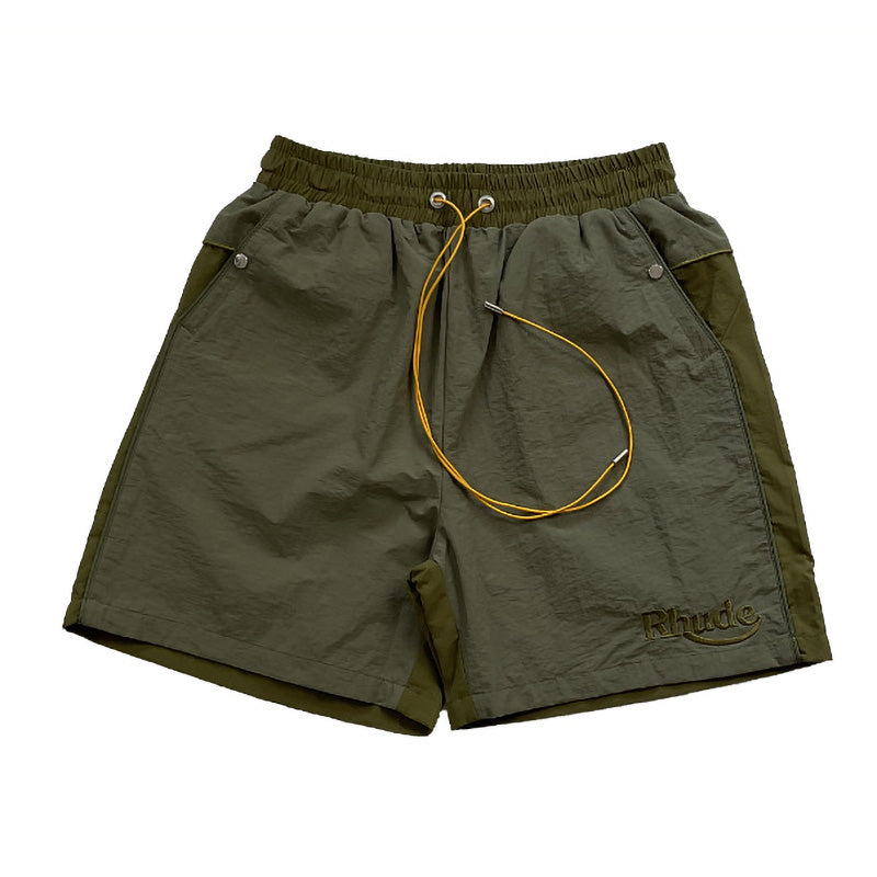 RHUDE Colorblock Embroidered Letters Shorts