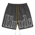 RHUDE 3M Reflective Letters Mesh Drawstring Shorts – Grey / Army Green