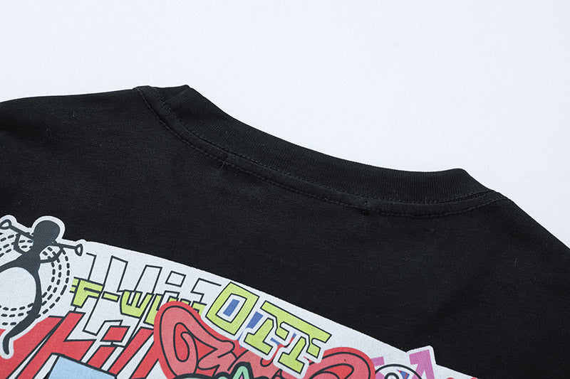 Off-White Creative Cartoon Letter Round Neck T-Shirt