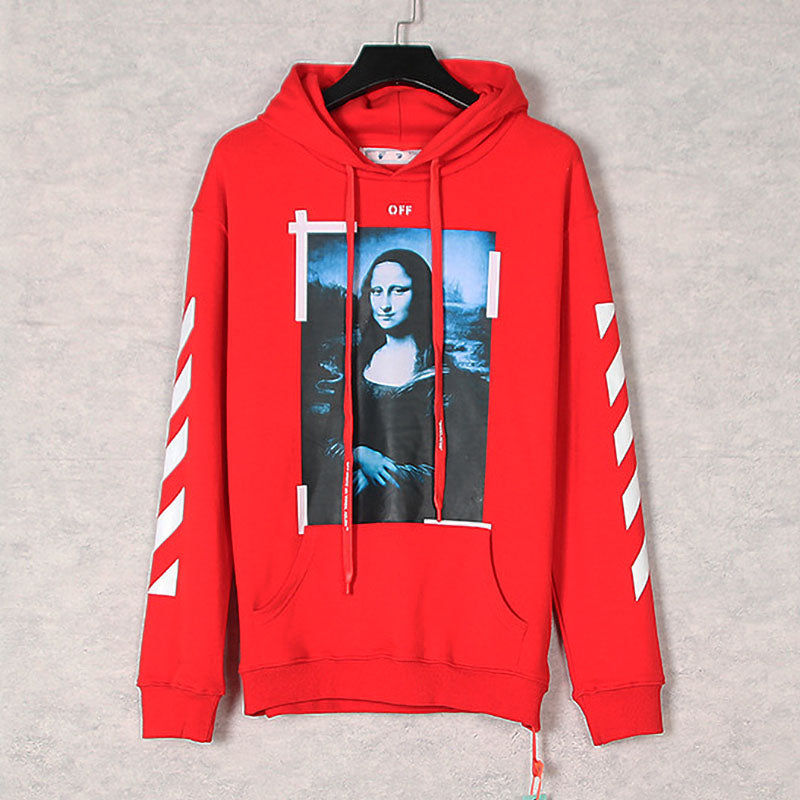 OFF WHITE Mona Lisa Frame Pattern Hoodie – Red, White & Black