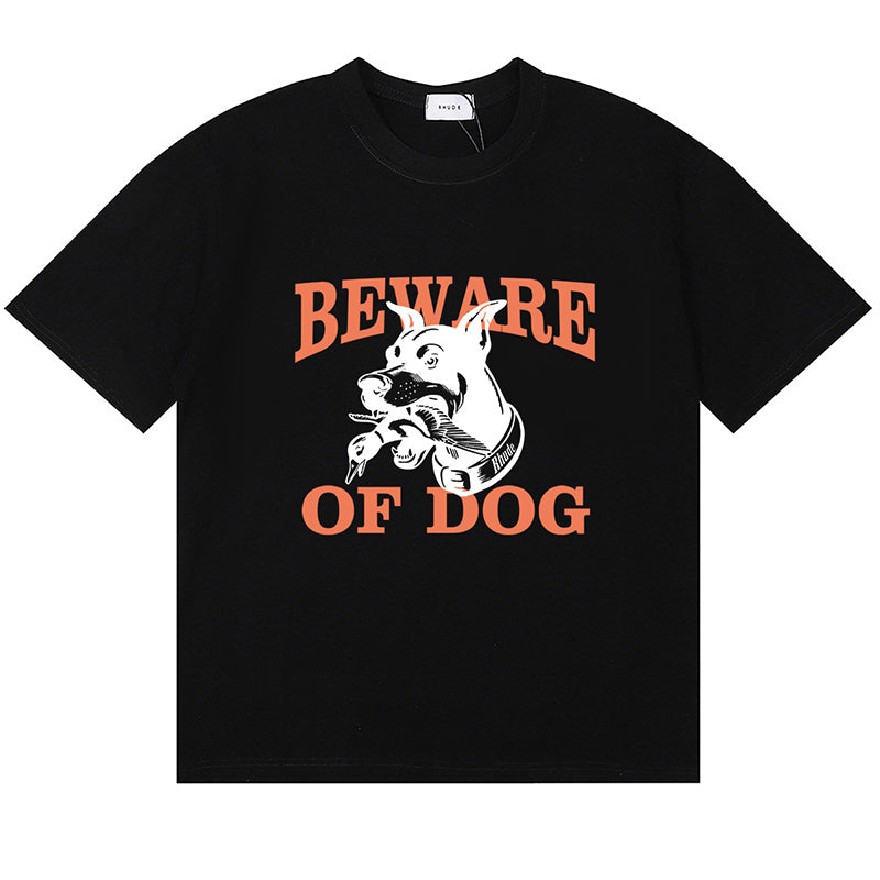 RHUDE Warning Logo Cotton T-Shirt – Apricot / Black / White