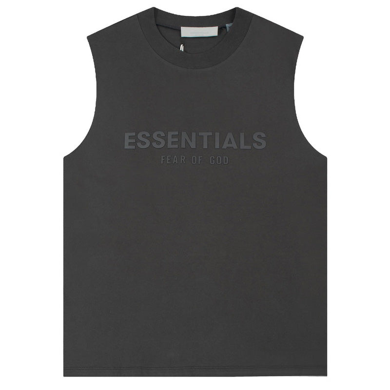 Fear of God Flocked Logo Letter Print Sleeveless T-Shirt – Yellow / Sycamore Blue / Light Black