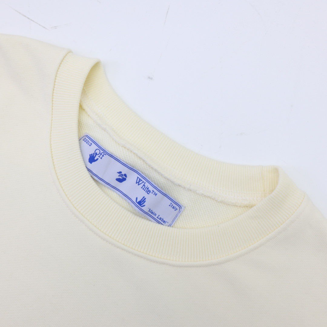 Off-White European Blue Tape Arrow Pattern Crewneck Sweatshirt