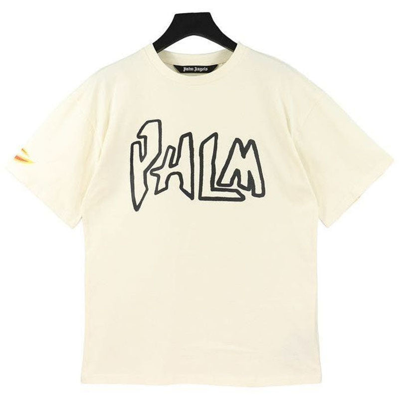 Palm Angels Graffiti Flame Letter T-Shirt – Apricot