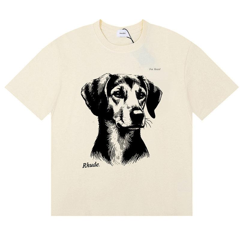 RHUDE Fox Hound Tee – White / Black / Apricot
