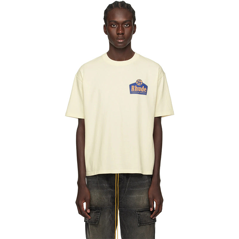 RHUDE Logo-Print Cotton T-Shirt – Black / Apricot / White
